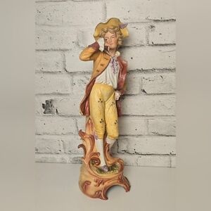 Vintage Porcelain Figurine 20" Man in Hat Hand Painted Numbered Statue